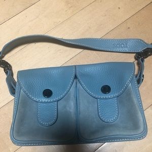 Tod’s blue leather and suede mini bag